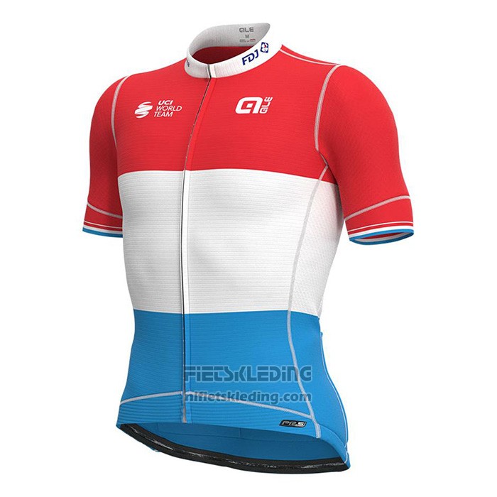 2022 Fietskleding Groupama-FDJ Rood Luxembourg Champion Korte Mouwen en Koersbroek